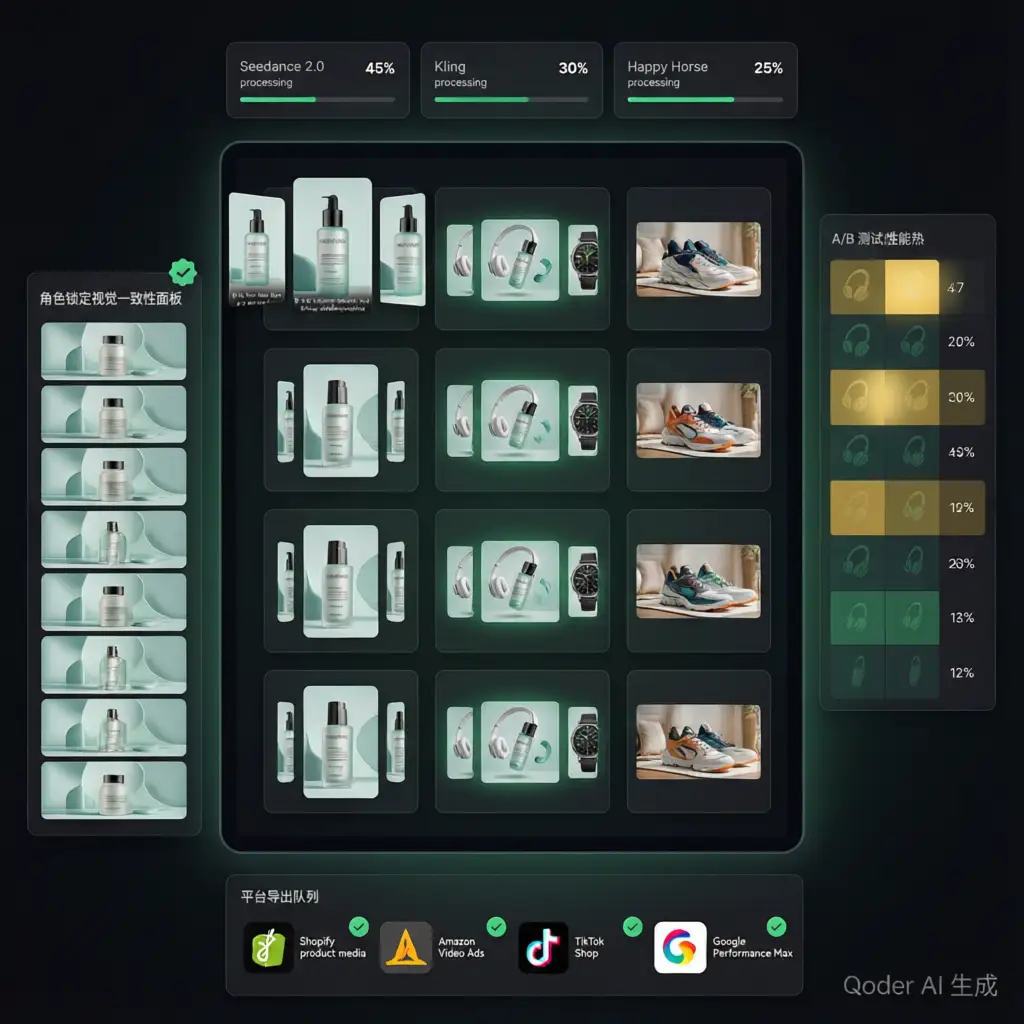 Batch SKU video generation workflow with multi-engine rendering and A/B variant output